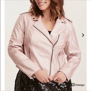 Rose Gold Torrid Moto Faux Leather Jacket Size 3